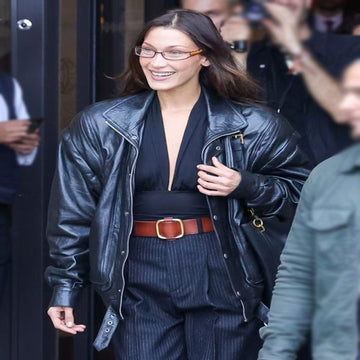 Bella Hadid Paris Fashion Week Leather Jacket