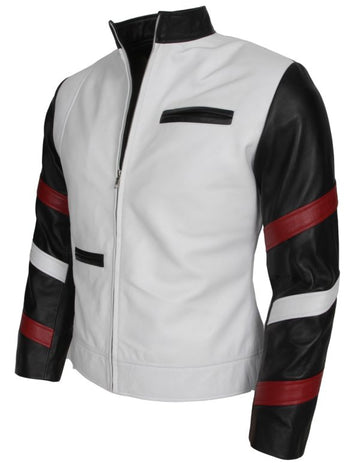 Bruce Lee Vintage White Leather Jacket