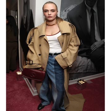 Cara Delevingne W Magazine Party 2025 Beige Coat
