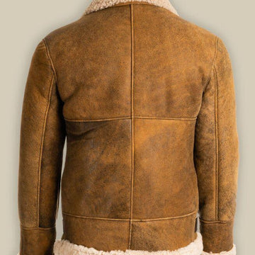 Bradpit Shearling Men Brown Aviator Jacket