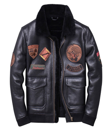 Men’s Black A2 Aviator Air Force Pilot Leather Jacket