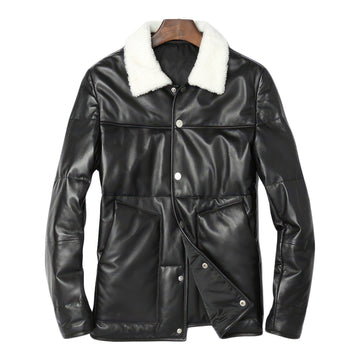 Men’s A2 Aviator Black Genuine Sheepskin Sherpa Shearling Leather Jacket
