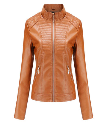 Women’s Brown Biker Café Racer Leather Jacket
