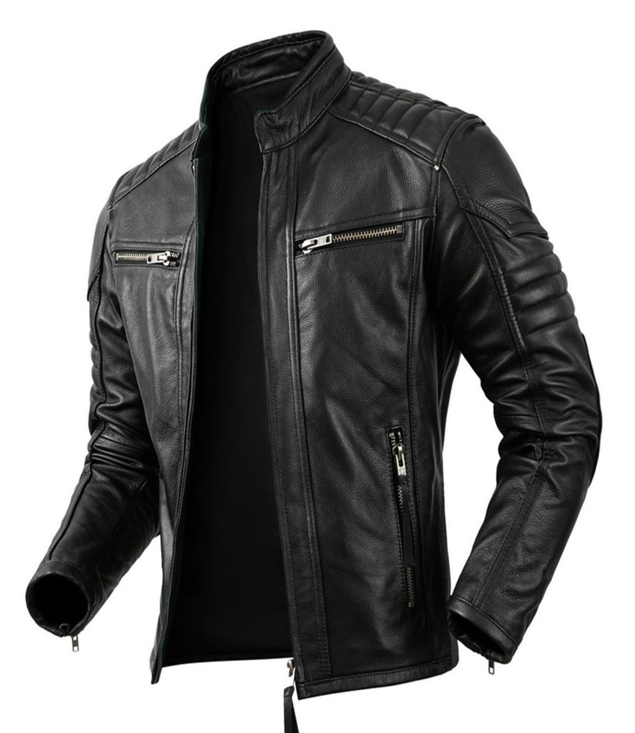 Men’s Smooth Black Slim Fit Leather Jacket
