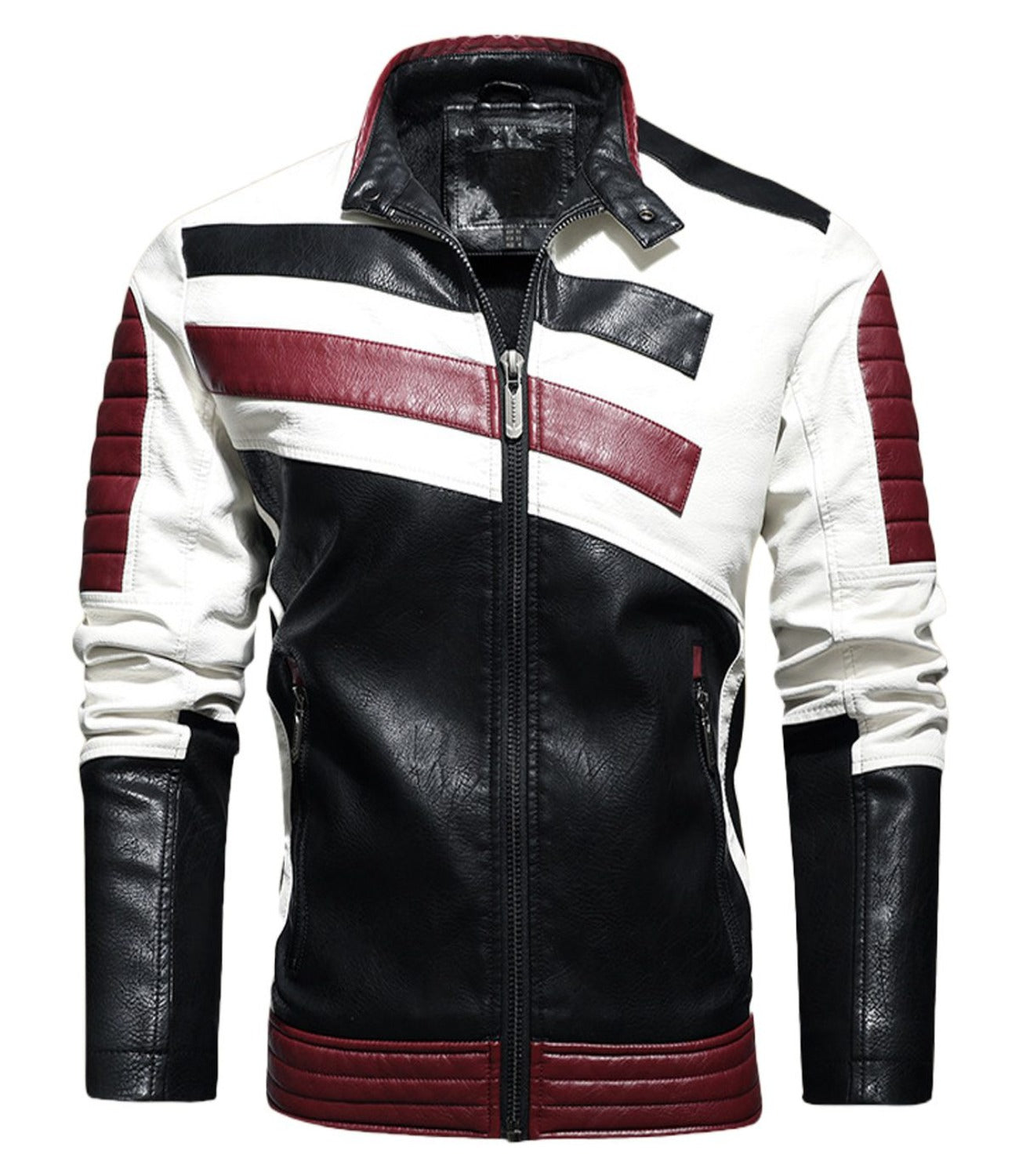 Men’s Black Biker PU Café Racer Faux Leather Jacket