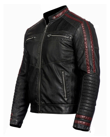 Men's Stylish Black Biker Real Leather Jacket