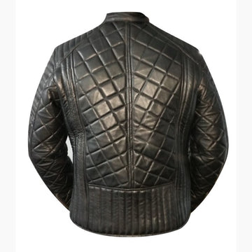 Men’s Black Quilted Genuine Leather Jacket
