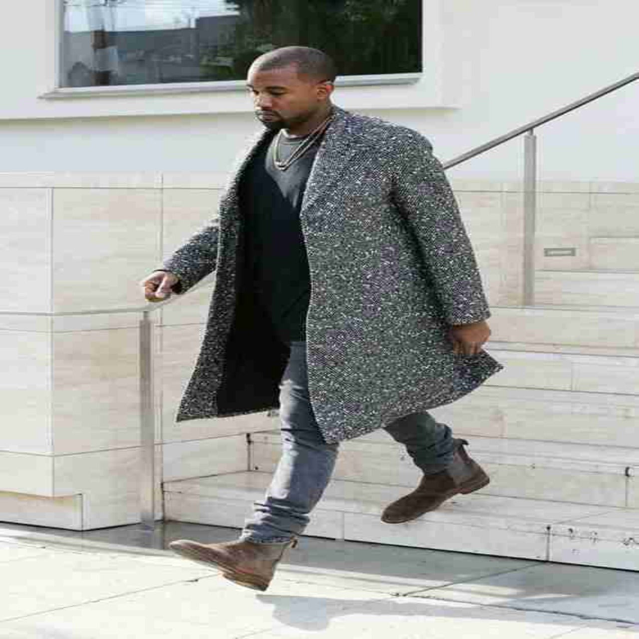 Kanye West Grey Trench Coat