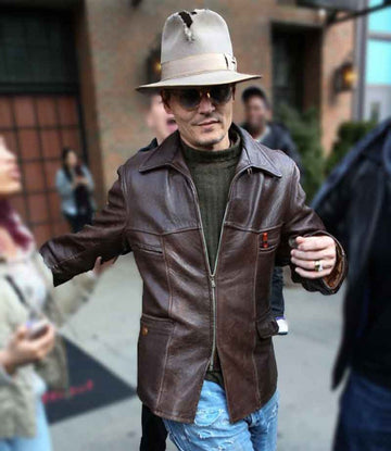 Johnny Depp Brown Leather Jacket