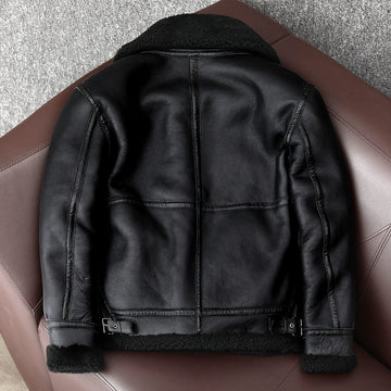 Men’s Vintage Distressed Black B3 Bomber Genuine Leather Jacket