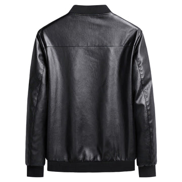 MEN’S BLACK GENUINE SHEEPSKIN RETRO BIKER LEATHER JACKET