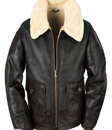 Piker Bomber Leather Jacket Artificial Fur