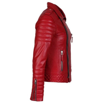Men’s Supreme Red Biker Fashion Leather Jacket