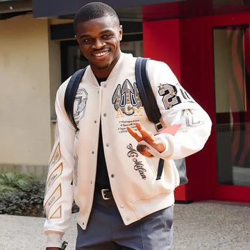 AC Milan Off White Varsity Jacket