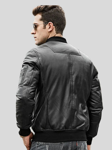 Men’s Black Stirling Bomber Leather Jacket