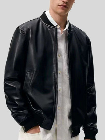 Men’s Black Whitby Bomber Leather Jacket