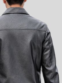 Mens Shirt Style Black Leather Jacket