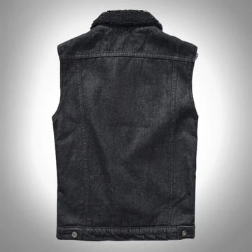 Black Sleeveless Denim Vest