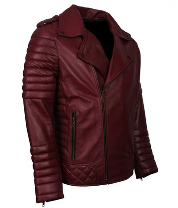 Men’s Maroon Biker Fashion Leather Jacket