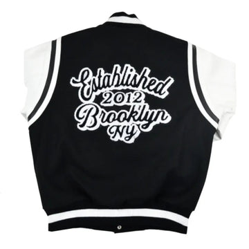 Brooklyn Nets Motto Black & White Varsity Jacket