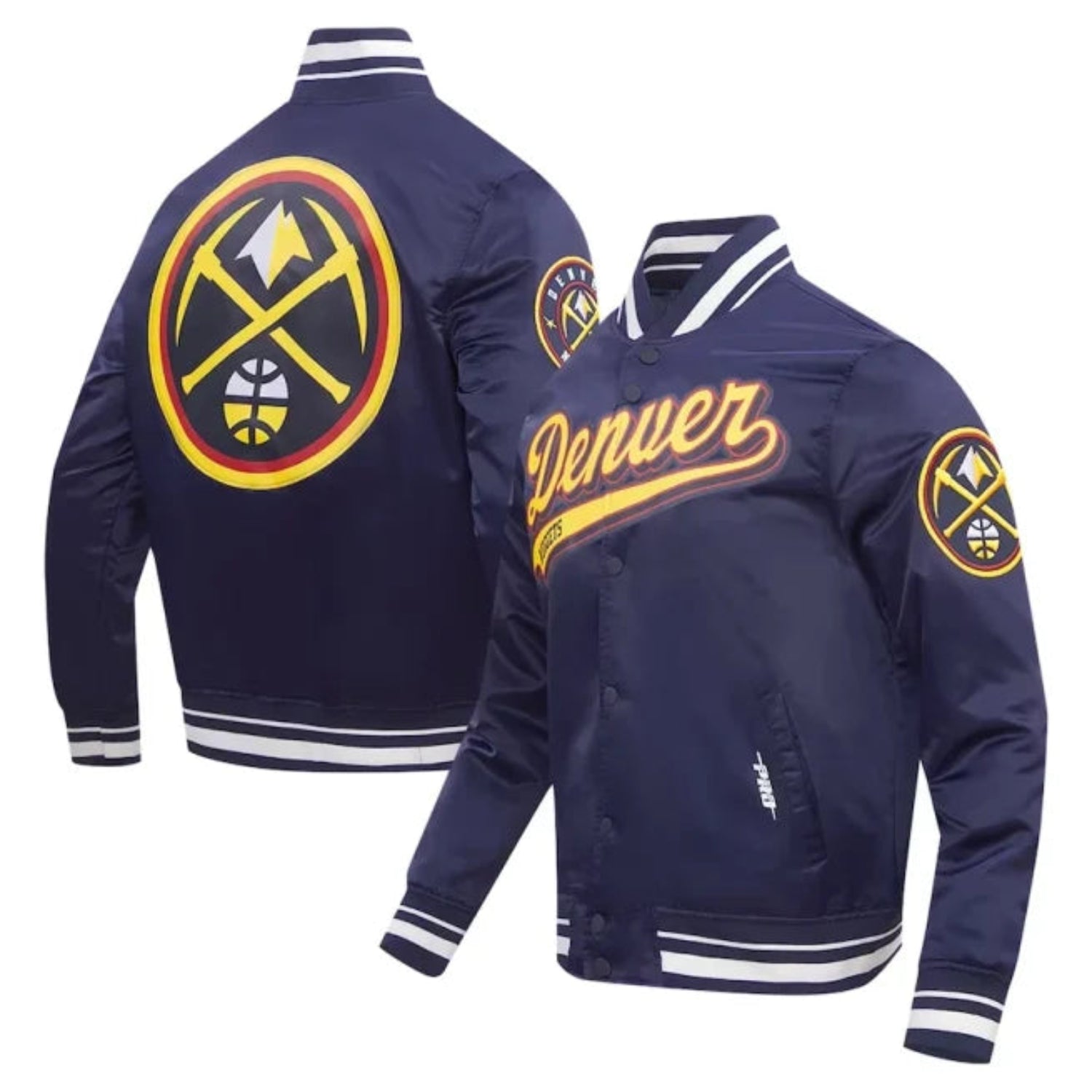 Denver Nuggets Pro Standard Navy Script Tail Satin Jacket