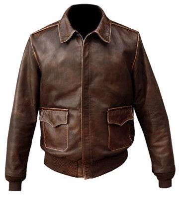 Distressed Brown Bomber Genuine Leather Jacket