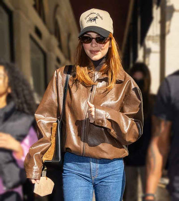 Kendall Jenner Brown Biker Leather Jacket