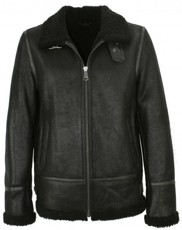 Soft Black Genuine Bomber Leather Jacket