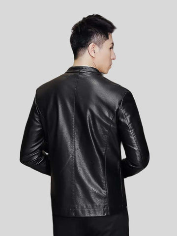 Men’s Black Cafe Racer Leather Jacket