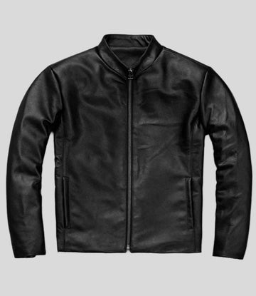 Men’s Black Café Racer Leather Jacket