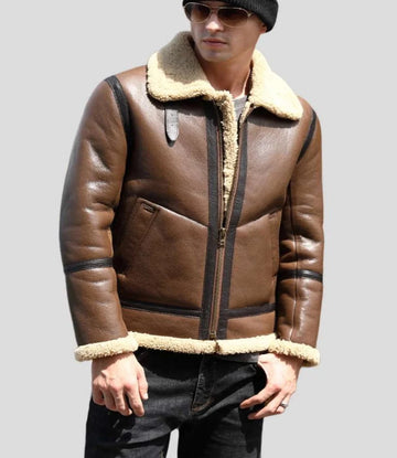 Brown Men’s Aviator Leather Jacket