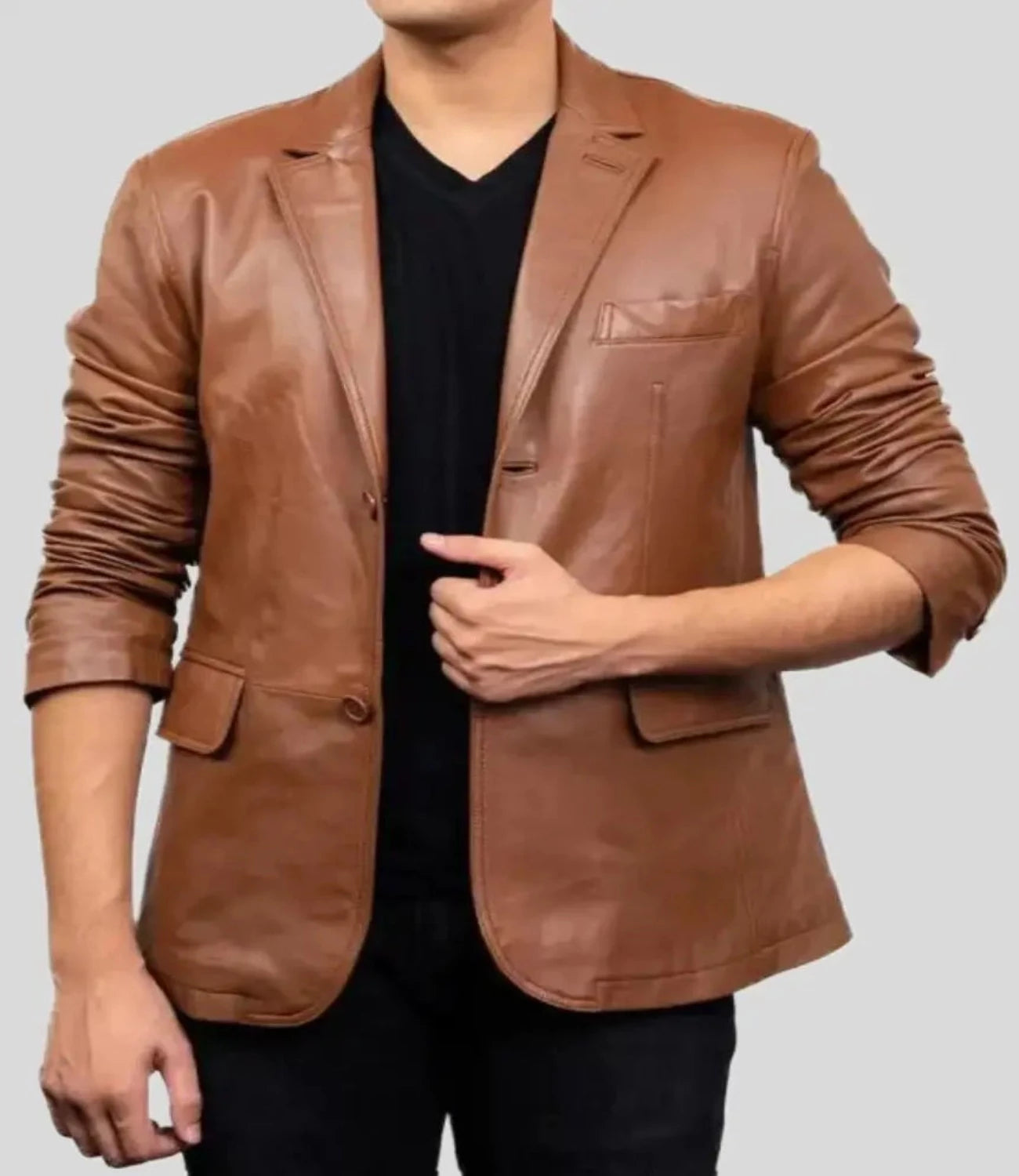 Men’s Brown Leather Blazer