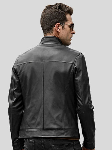 Men’s Café Racer Black Leather Jacket