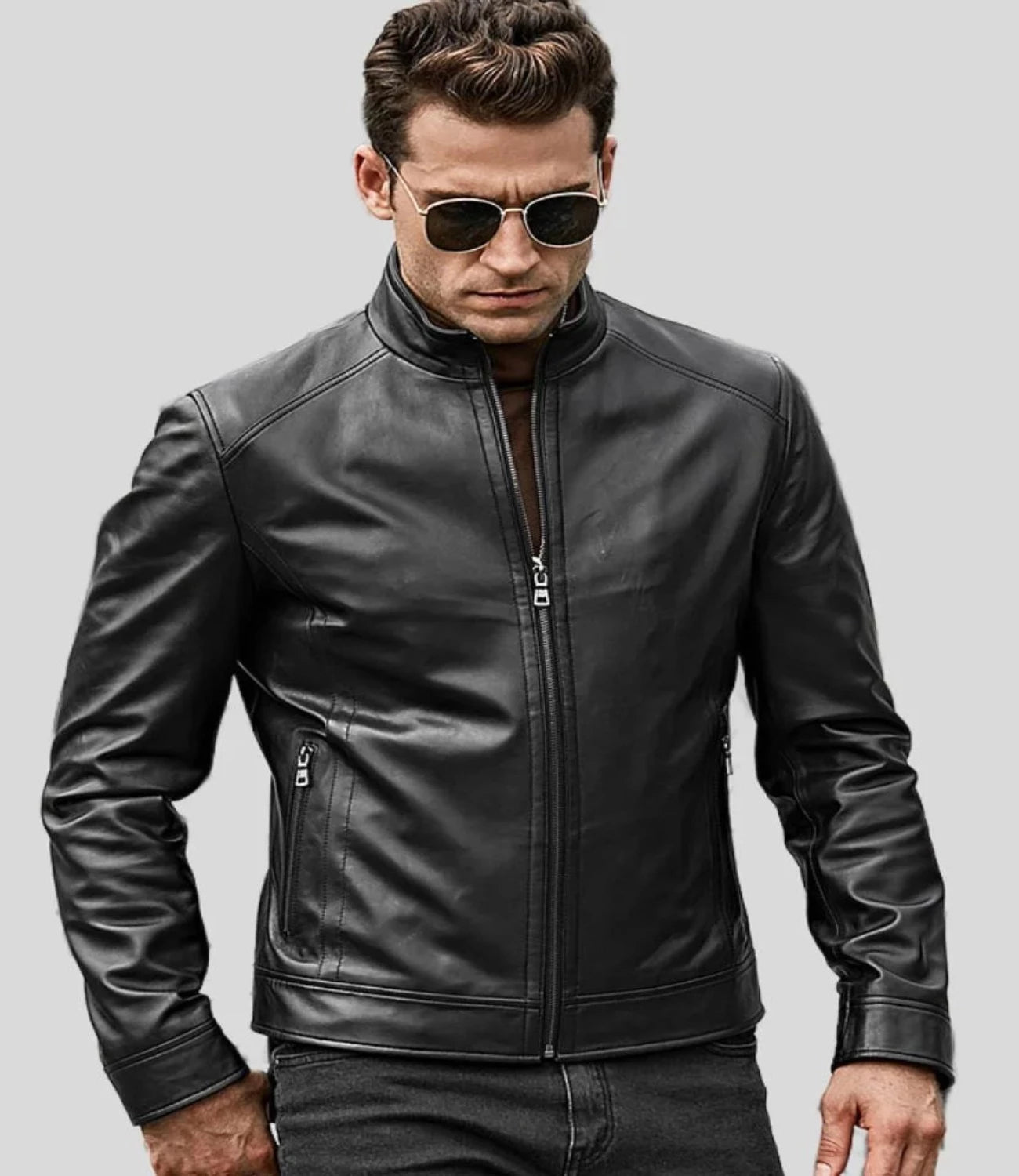 Men’s Café Racer Black Leather Jacket