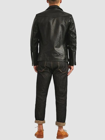 Men’s Classic Black Biker Leather Jacket