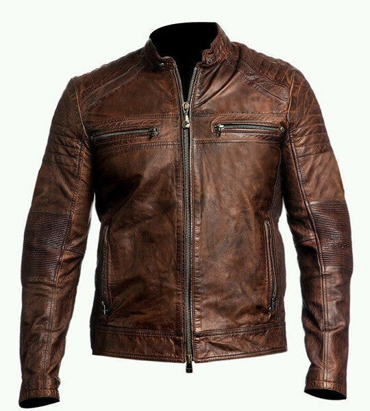 Men's Brown Racer Loud & Proud Leather Jacket