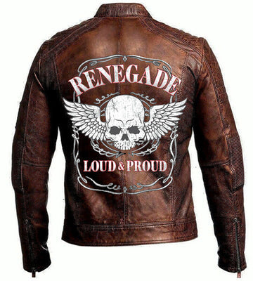 Men's Brown Racer Loud & Proud Leather Jacket