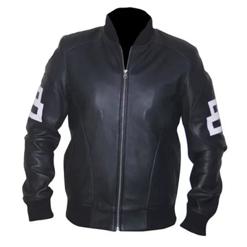 8 Ball Black Cowhide Bomber Leather Jacket