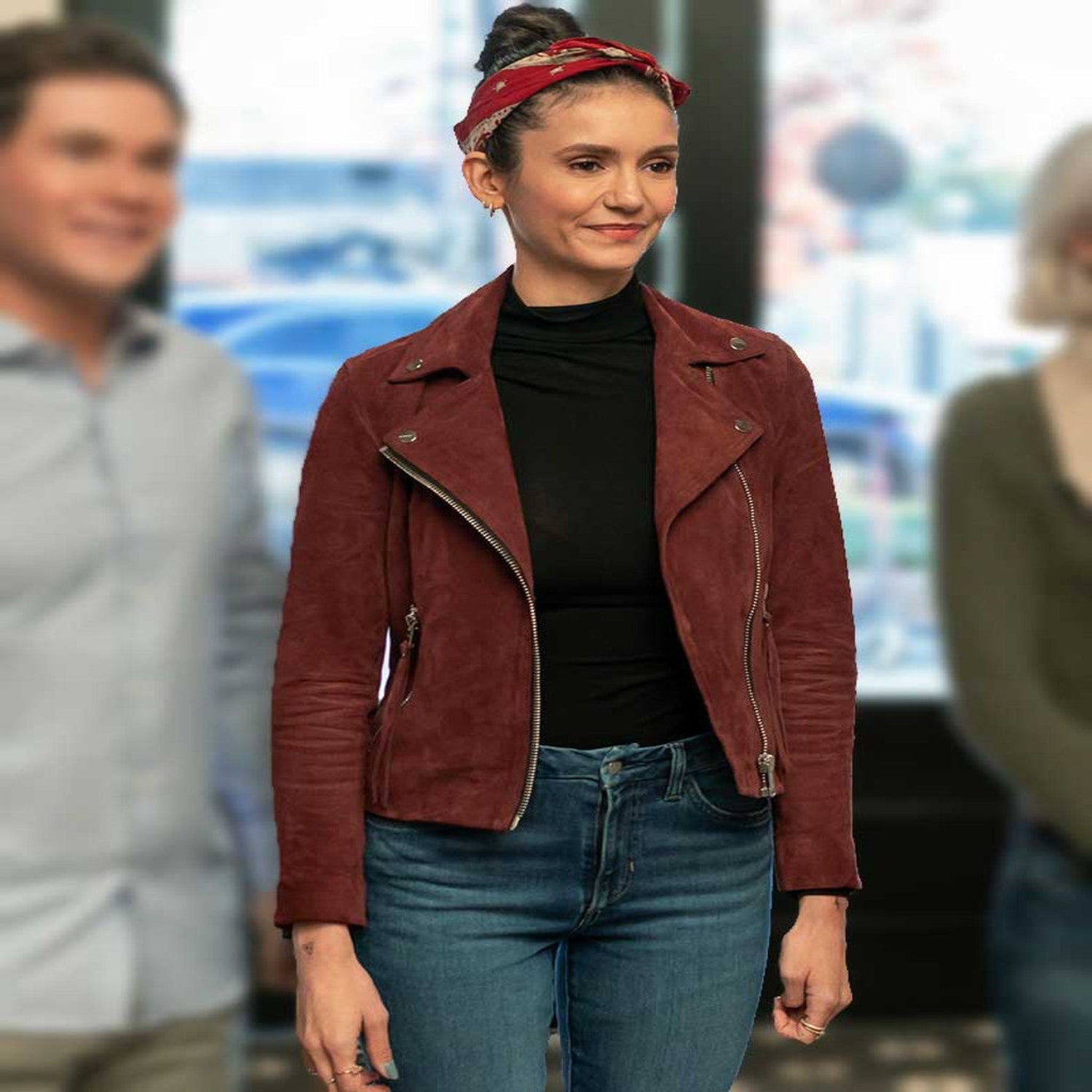 The Out-Laws 2023 Nina Dobrev Suede Jacket