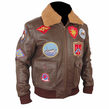 Top Gun Brown Bomber Faux Leather Jacket