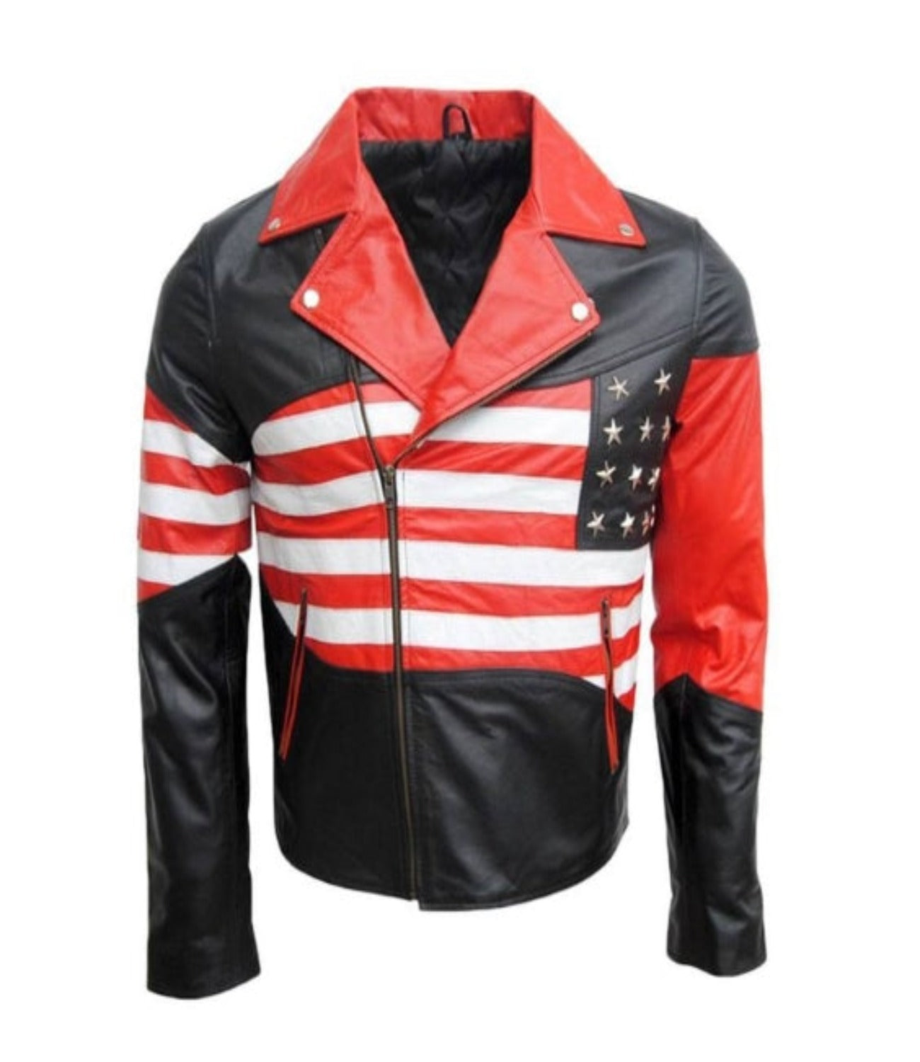 Men’s Patriot American Flag Biker Leather Jacket