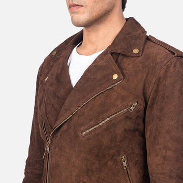 MARSHAL DARK BROWN LEATHER BIKER JACKET