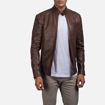 BROWN LEATHER BIKER JACKET | Hot Leather Jacket