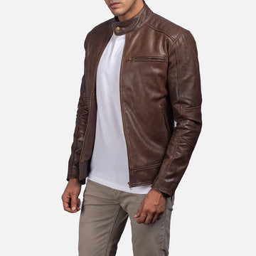BROWN LEATHER BIKER JACKET | Hot Leather Jacket