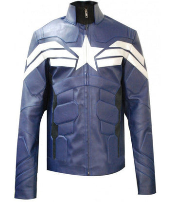 Captain America Winter Soldier Blue Leather Jacket
