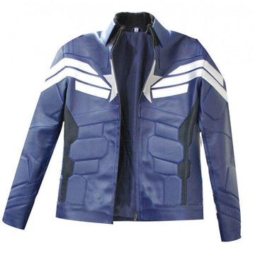 Captain America Winter Soldier Blue Leather Jacket