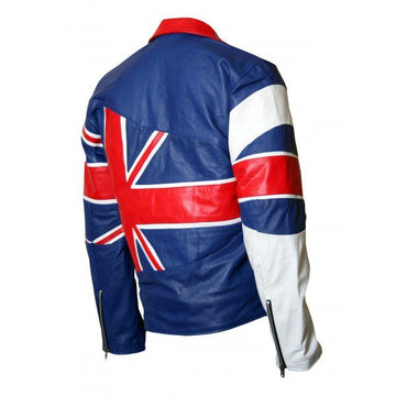 Men’s Patriot UK Flag Biker Leather Jacket
