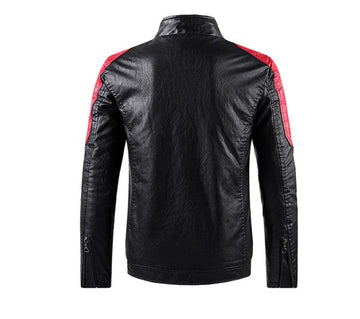 Men’s Black & Red Biker Leather Jacket
