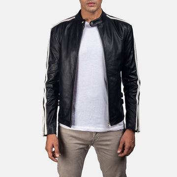 Men’s Black Genuine Leather Zipper Jacket