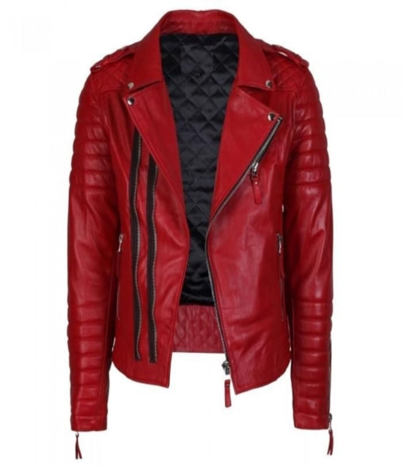 Men’s Supreme Red Biker Fashion Leather Jacket